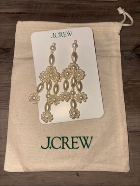 NWT J. Crew Pearl Cluster Chandelier Earrings